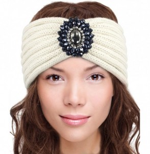 Cold Weather Headbands Women's Knitted Wide Stylish Headband - Medallion - Cream - CK12NTRNKTB