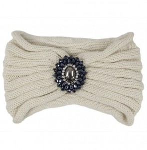 Cold Weather Headbands Women's Knitted Wide Stylish Headband - Medallion - Cream - CK12NTRNKTB
