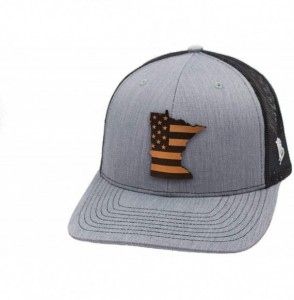 Baseball Caps 'Minnesota Patriot' Leather Patch Hat Curved Trucker - Camo - C418IGR76E2