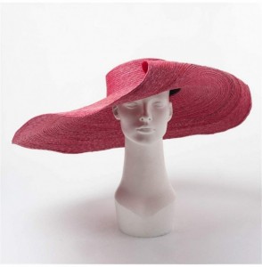 Sun Hats Women's Fashion Sun Hat Extra Large Brim Straw Hat Summer Beach UV Ray Blocking Outdoor Wedding Cap - Red - C318Y7KOAH2