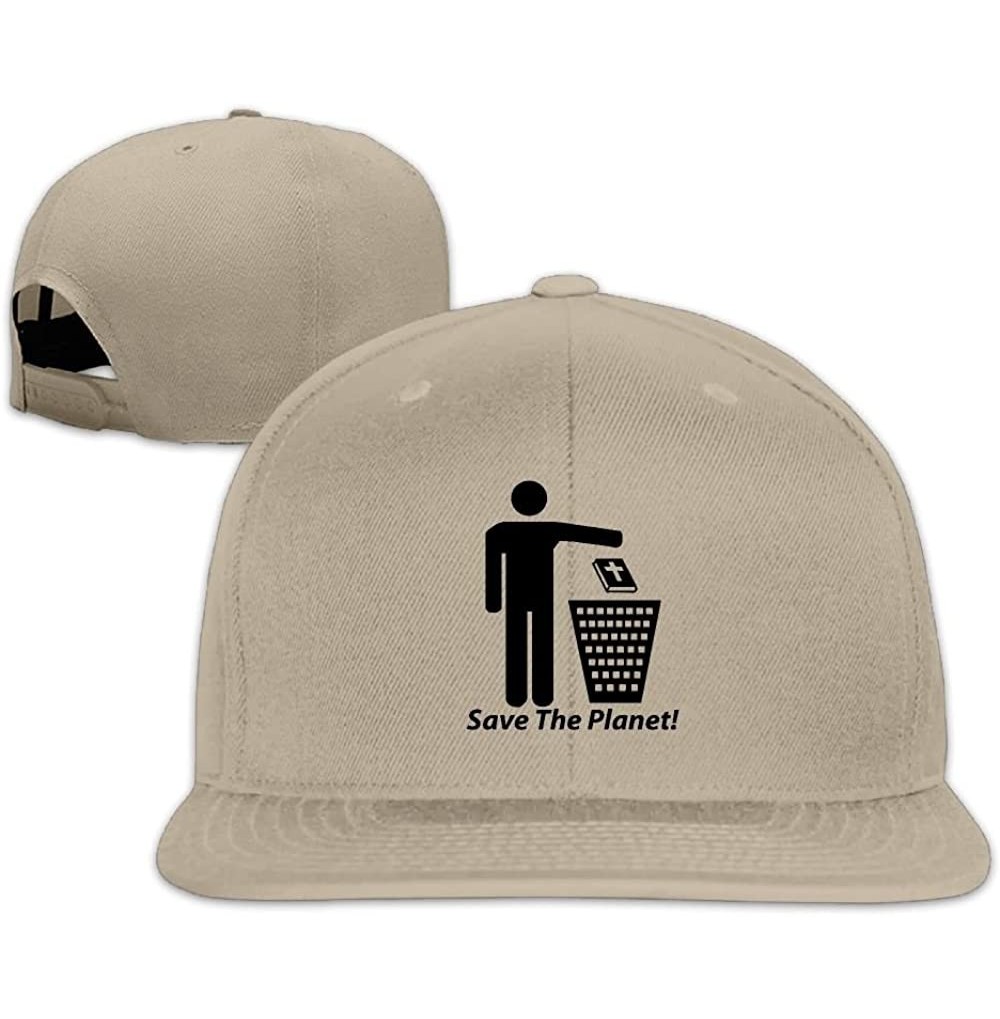 Skullies & Beanies Cap Save The Planet Funny Atheist Drawing - Natural - CI1887OLUQQ
