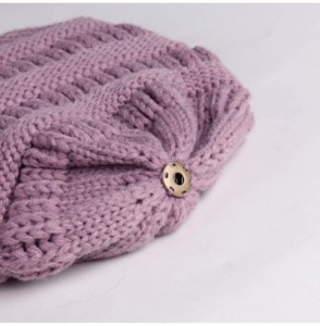 Skullies & Beanies Winter Slouchy Beanie Hats Women Fleece Lined Warm Ski Knitted Pom Pom Hat - 17-purple - CT18ULUK7RM