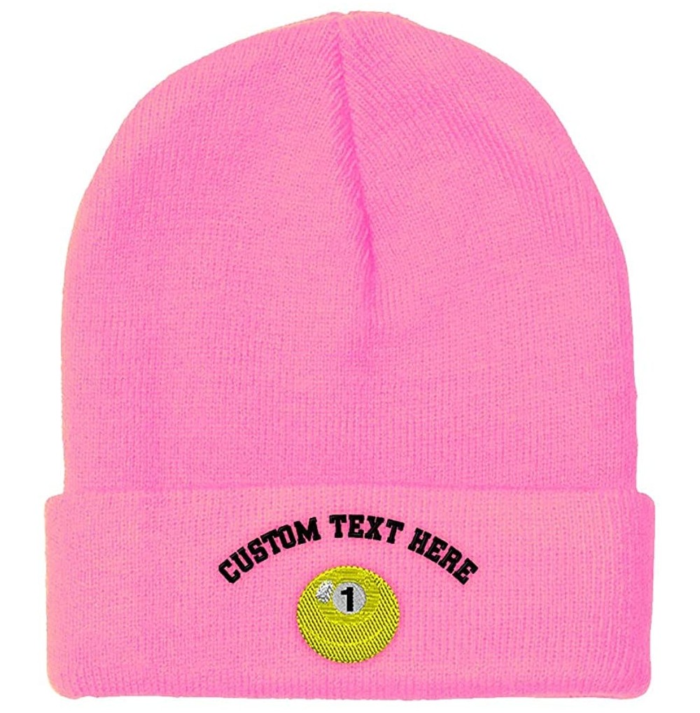Skullies & Beanies Custom Beanie for Men & Women Billiards Pool Solids Ball 1 Embroidery Acrylic - Soft Pink - CB18ZS404H9