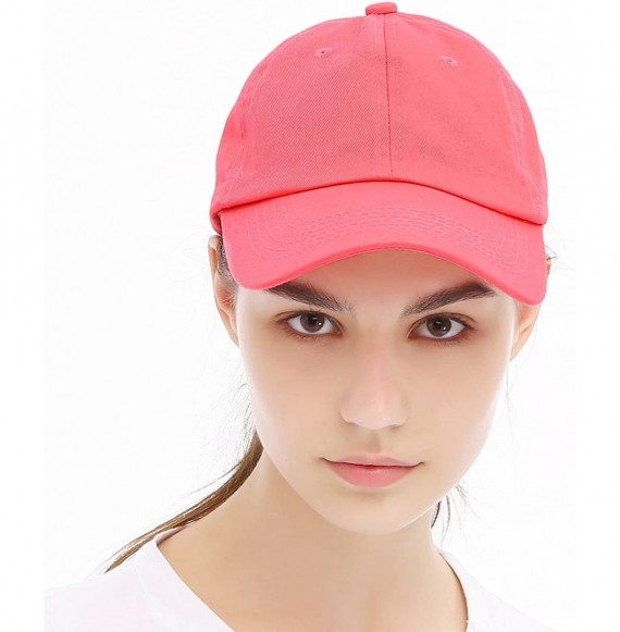 Baseball Caps Unisex Washed Dyed Cotton Adjustable Solid Baseball Cap - Dfh269-neon Pink - CI18GM8HLTS