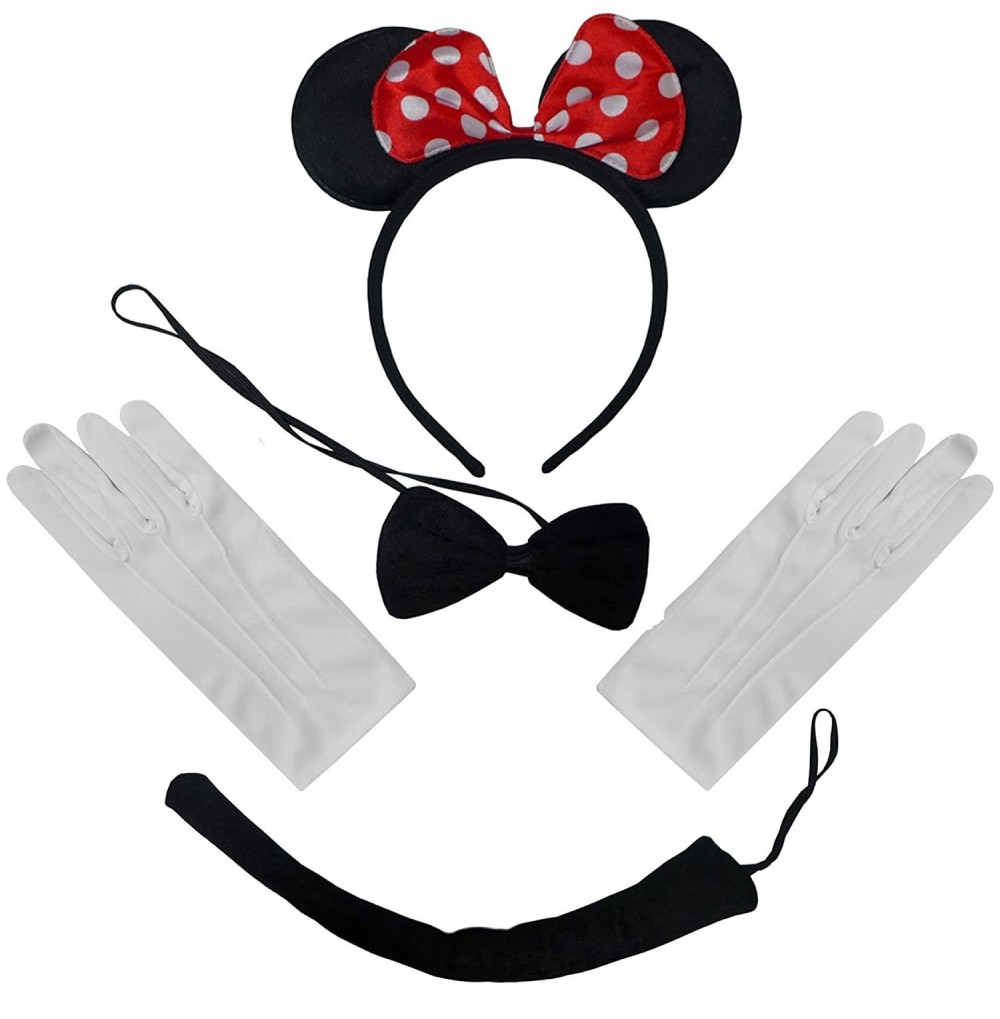 Headbands Black Red White Polkadot Minnie Mouse Ears Headband Bow Tie Tail + Gloves Set - CT12BNCQANP
