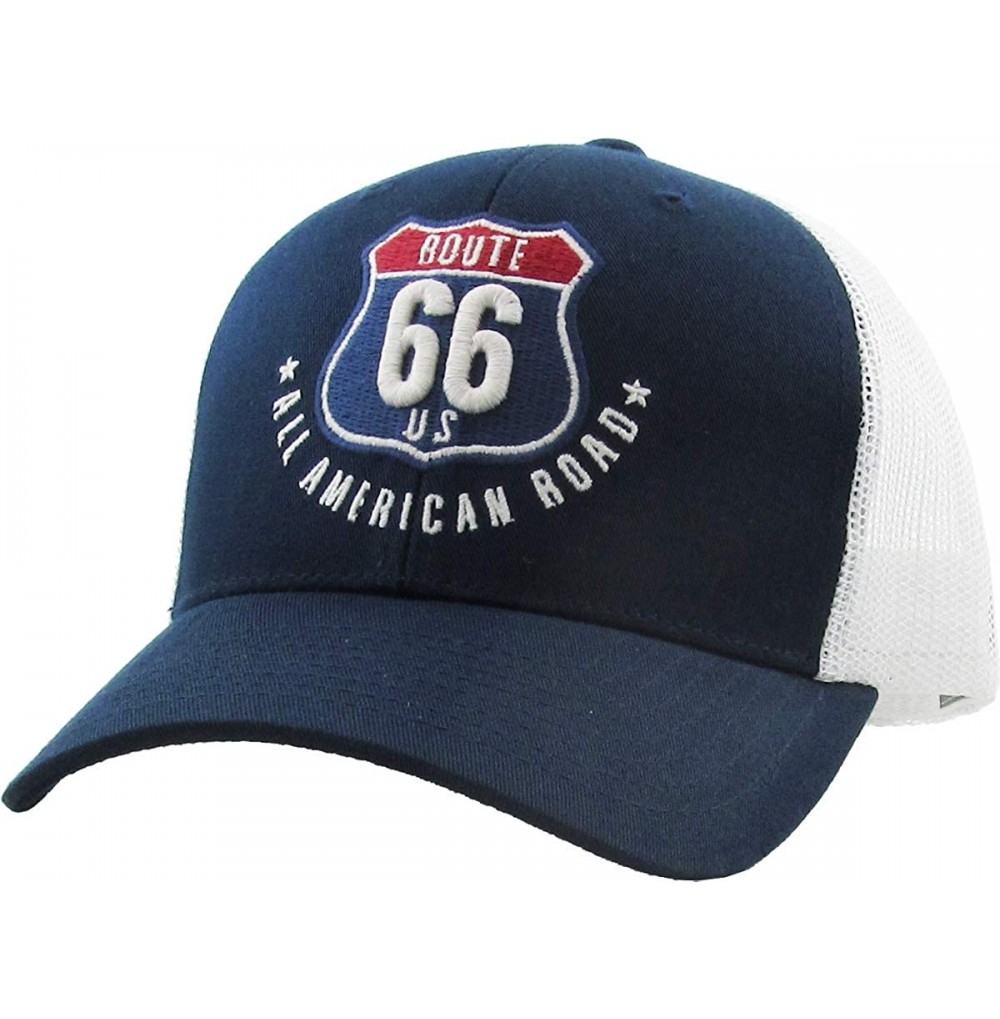 Baseball Caps Ride Caps Collection Distressed Baseball Cap Dad Hat Adjustable Unisex - (9.3) Navy Route 66 - C318XIUWUL0