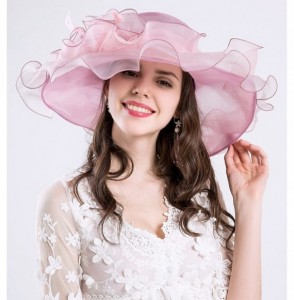 Sun Hats Church Kentucky Derby Hats for Womens Organza Fascinator British Tea Party Wedding Dress Cap Mysterious UPF 50+ - C4...