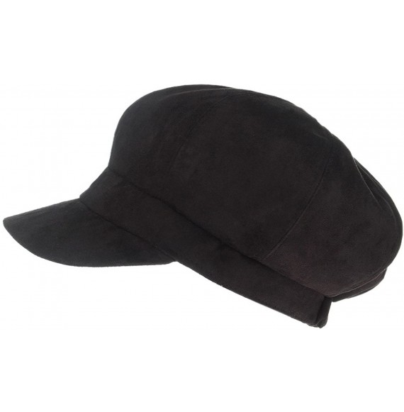 Newsboy Caps Newsboy Cap for Women 8 Panel Ivy Cabbie Beret Visor Brim Hat with Elastic Back - Black - CN18Q0R3CDC