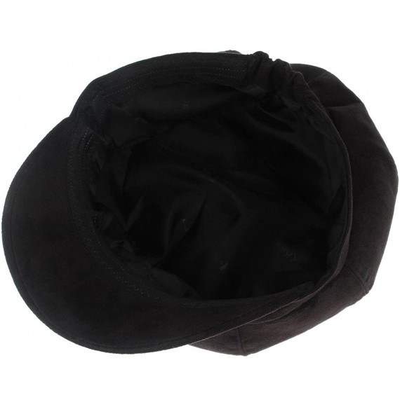 Newsboy Caps Newsboy Cap for Women 8 Panel Ivy Cabbie Beret Visor Brim Hat with Elastic Back - Black - CN18Q0R3CDC