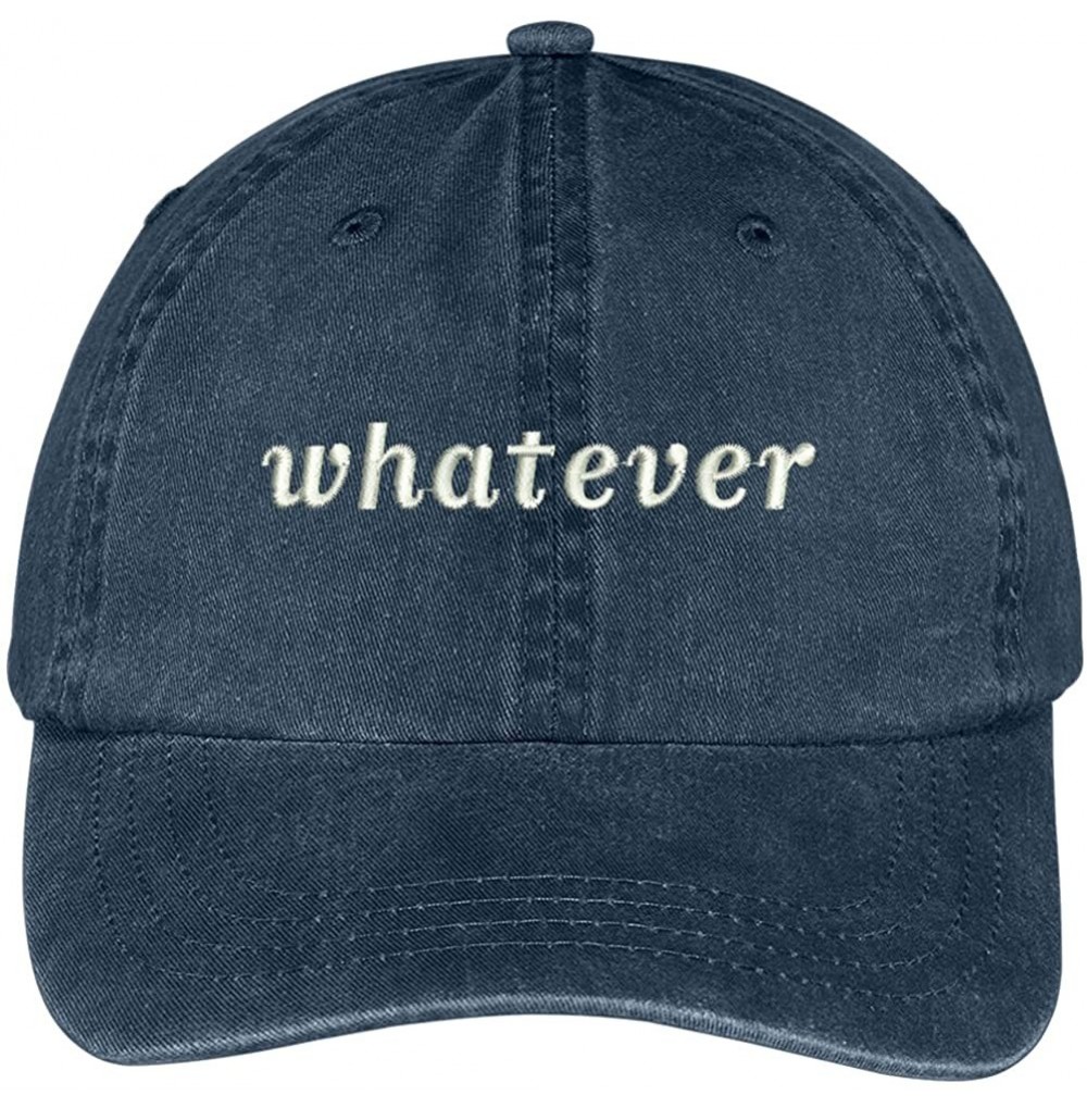 Baseball Caps Whatever Embroidered Soft Front Washed Cotton Cap - Navy - CU12N85PQIF