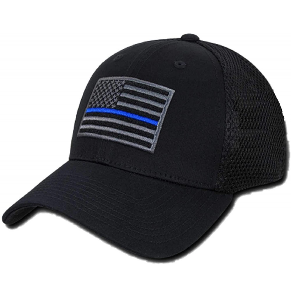 Baseball Caps USA US American Flag Tactical Operator Mesh Flex Baseball Fit Hat Cap - Black Tbl - CA182OG3DQU