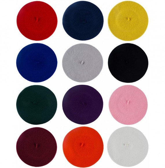 Berets Wool Berets for Adults - French Beret - Artist Hat - Pack - Colorful - 12 Pack - CF126SNVI1T
