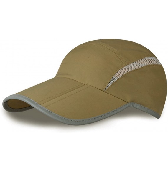 Baseball Caps Quick Dry Sun Hats UPF50+ Portable Sports Outdoor Baseball Cap with Foldable Long Bill - Khaki - CX18D2MW0MK