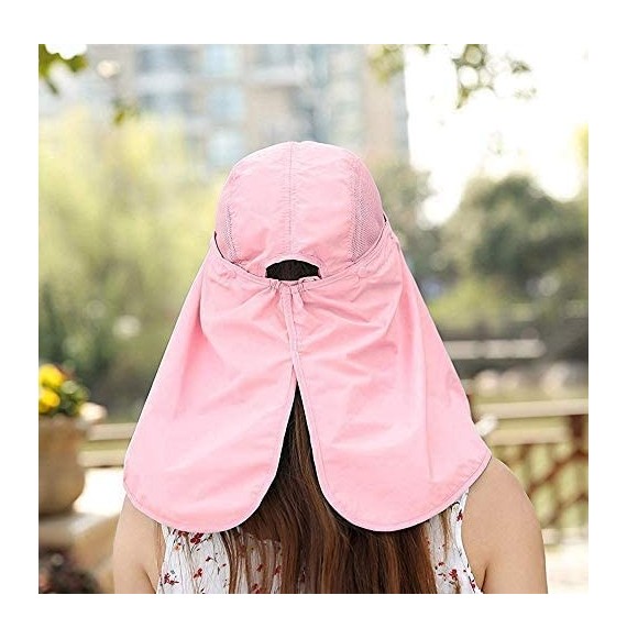 Sun Hats Outdoor UPF 50+ UV Sun Protection Waterproof Breathable Face Neck Flap Cover Folding Sun Hat for Men/Women - Pink - ...