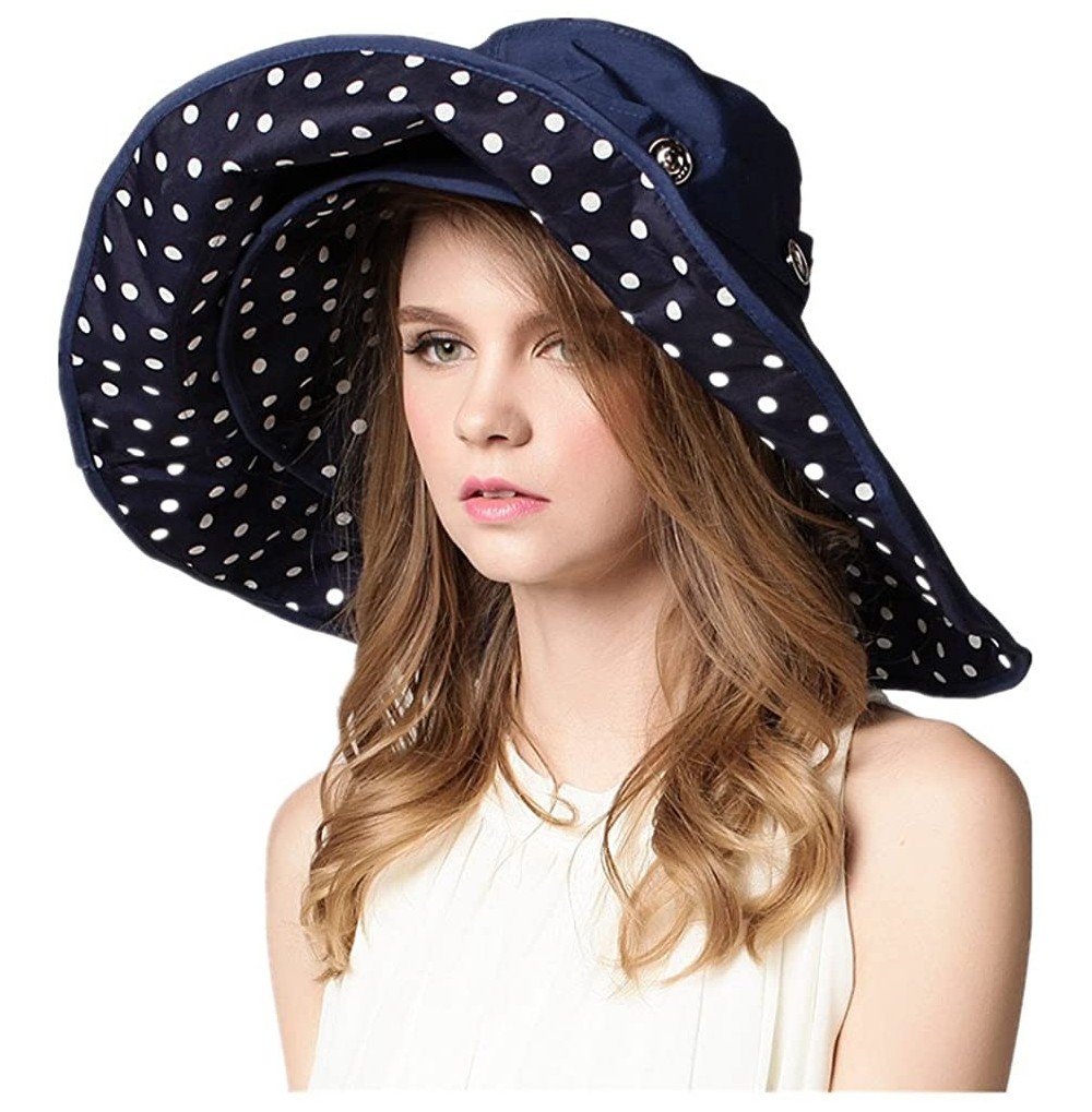Sun Hats Womens Sun Hat Floppy UPF 50+ Bonnet Folding Large Brim Cap - Blue - CK12CR256SL