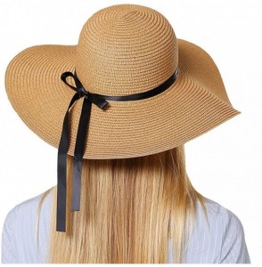 Sun Hats Womens Summer Wide Brim Straw Hat Foldable Roll up Beach Sun Hat UPF 50+ - Khaki(0204) - CC18NDIQCU0