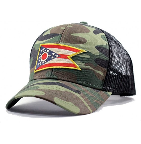 Baseball Caps Men's Ohio Flag Patch Army Camo Trucker Hat - Army Camo - C112O3HISCL