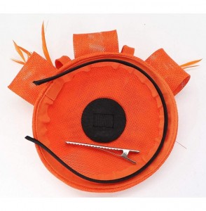 Berets Womens Fascinator Hat Sinamay Pillbox Flower Feather Tea Party Derby Wedding Headwear - A Orange - CV18ANZ0G3D