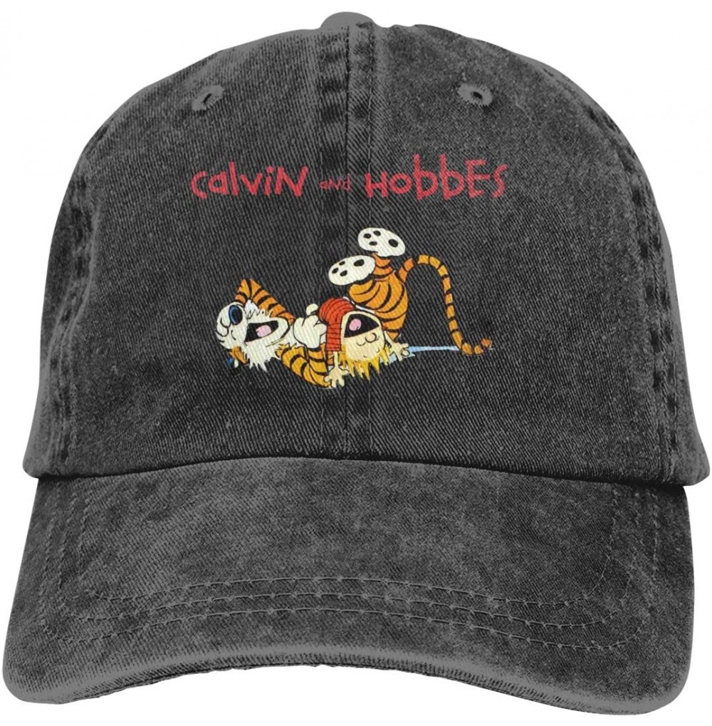 Baseball Caps Adult Calvin and Hobbes Tiger Hats Unisex Fashion Plain Cool Adjustable Denim Jeans Baseball Cowboy Black Cap -...