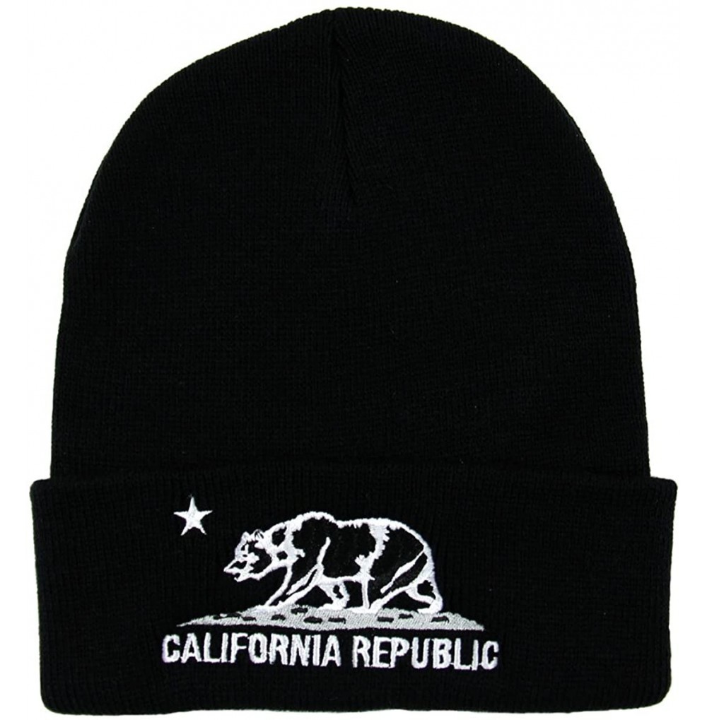 Skullies & Beanies California Republic Cuff Knit Beanie - Black/White - C6128B8AJ13