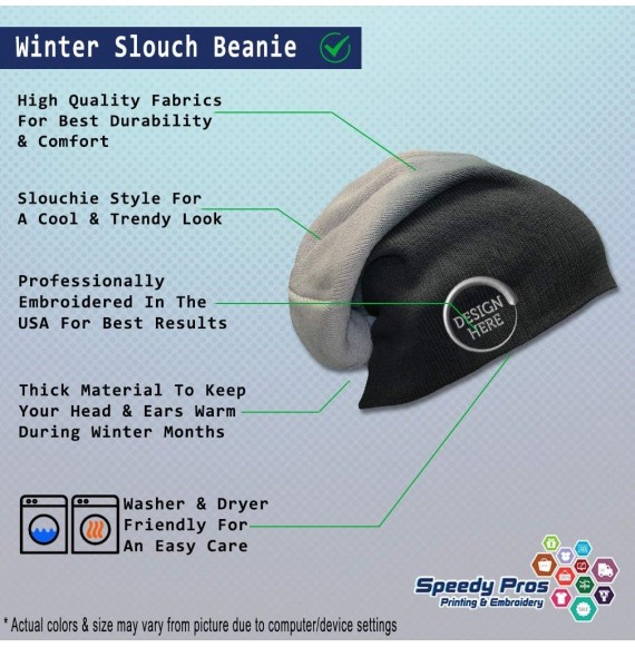 Skullies & Beanies Custom Slouchy Beanie Manatee Embroidery Cotton Skull Cap Hats for Men & Women - Black Grey - C218A58530O