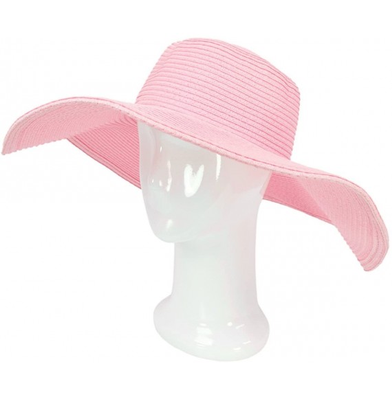 Sun Hats Women's Classic Solid Color Floppy Wide Brim Straw Beach Sun Hat - Diff Colors - Pink - CP11WSLNLJD
