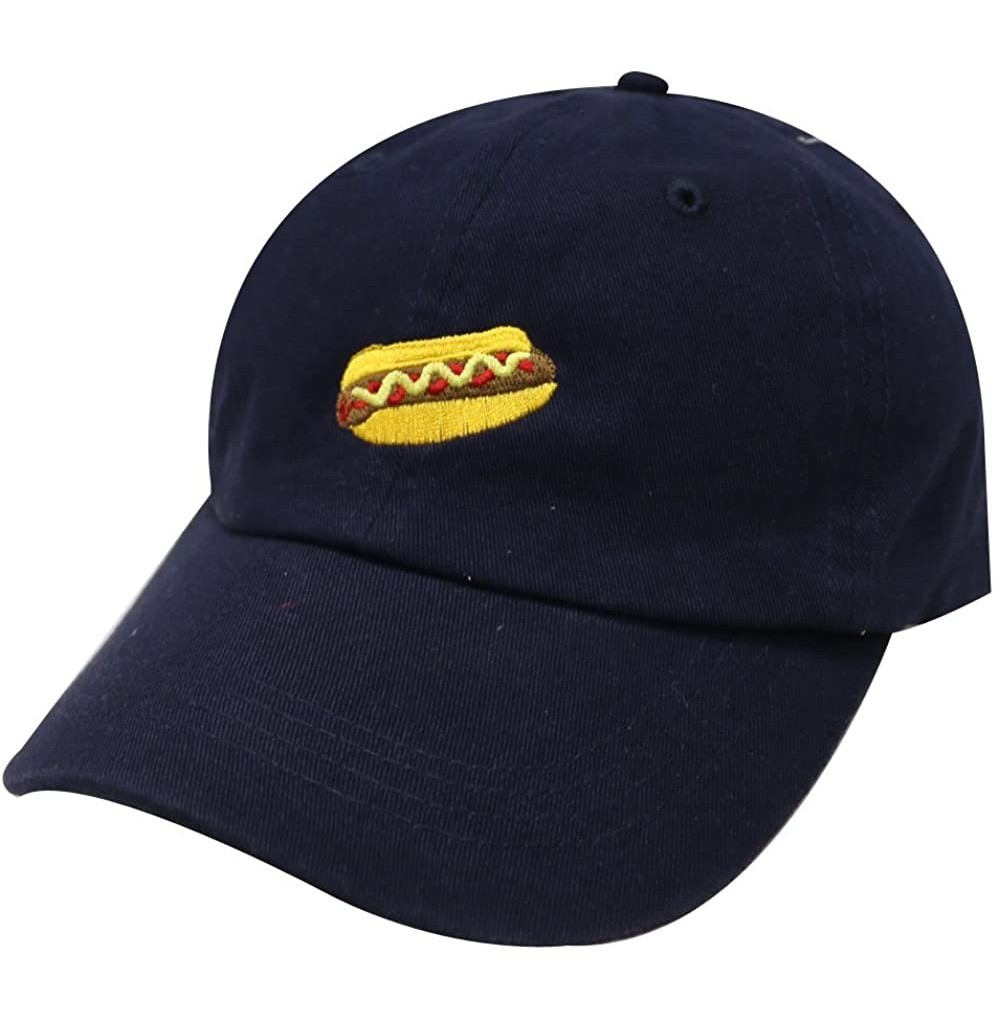 Baseball Caps Hotdog Cotton Baseball Dad Caps - Navy - CZ12LQ2GBDH