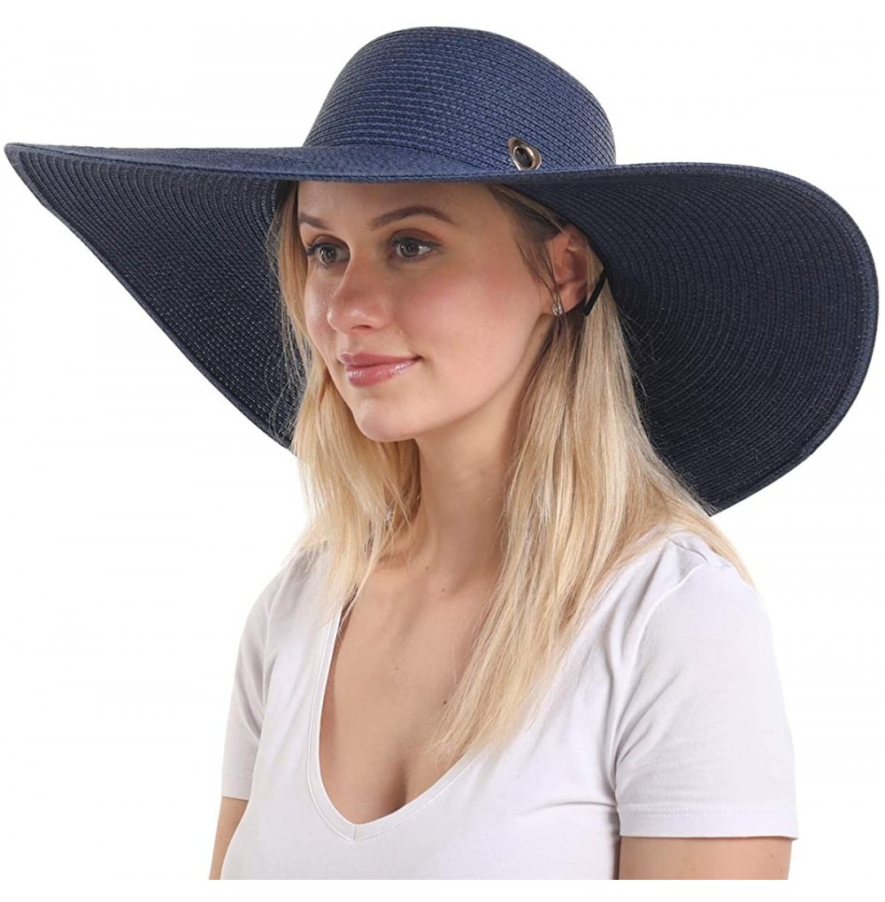 Sun Hats Foldable Women Beach Hat Sun Hat - 2020 - Navy - CZ194MGSY2H