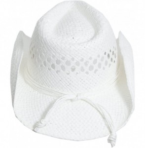 Cowboy Hats Boho Hip Cowboy Hat with Heart Concho- Natural Toyo Straw- Shapeable Brim - White - C311KLPTJ35