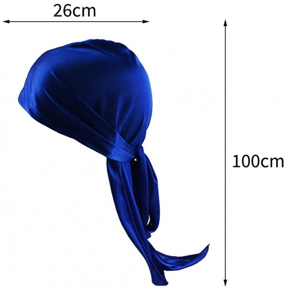 Skullies & Beanies Silky Soft Men Durag Cap Headwraps with Extra Long Tail and Wide Straps Headwrap Du-Rag for 360 Waves - CM...