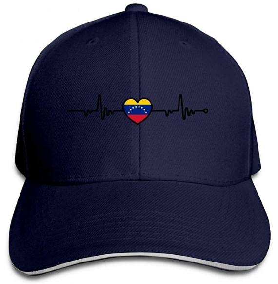 Baseball Caps Unisex Venezuela Flag Heartbeat Line Heart Trucker Cap Adjustable Peaked Sandwich Cap - Navy - CH18HG7ZWR7