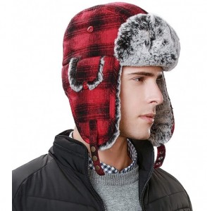 Skullies & Beanies Cotton Trapper Hat Faux Fur Earflaps Hunting Hat Warm Pillow Lining Unisex - 89079_red - C91873N4N02