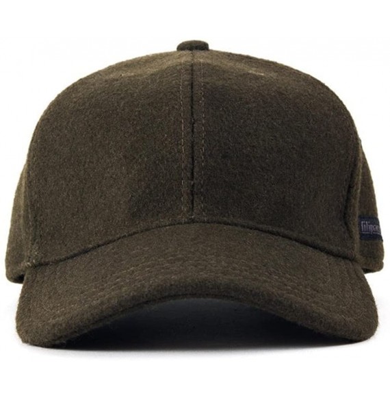 Baseball Caps Vintage Style Wool Baseball Cap - Olive - CR17YHR3QXK