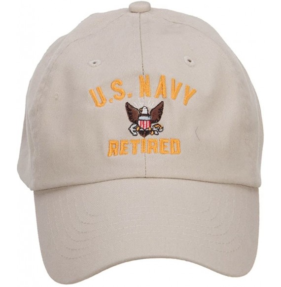 Baseball Caps US Navy Retired Military Embroidered Washed Cap - Stone - C7126E9CJGZ