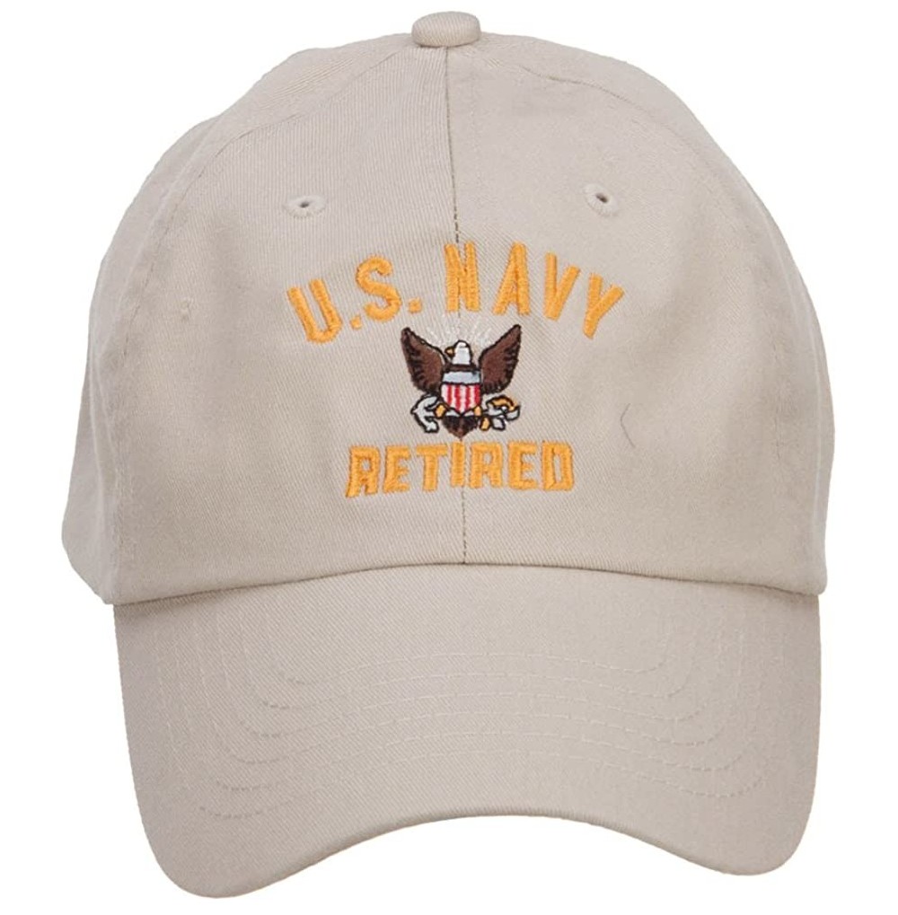 Baseball Caps US Navy Retired Military Embroidered Washed Cap - Stone - C7126E9CJGZ
