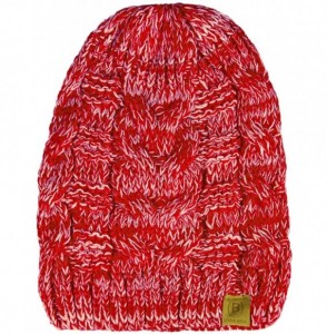 Skullies & Beanies Unisex Warm Chunky Soft Stretch Cable Knit Beanie Cap Hat - 102 2pk Bean Green/ Melange Red - CE1897SMAUI