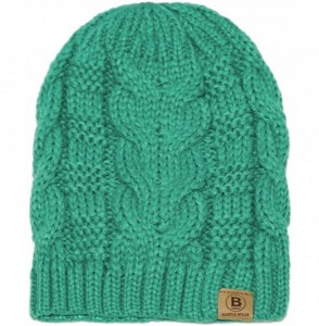 Skullies & Beanies Unisex Warm Chunky Soft Stretch Cable Knit Beanie Cap Hat - 102 2pk Bean Green/ Melange Red - CE1897SMAUI