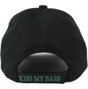 Baseball Caps Kiss My Bass Fish Embroidered Adjustable Baseball Cap - Black - CI12NZCQY08