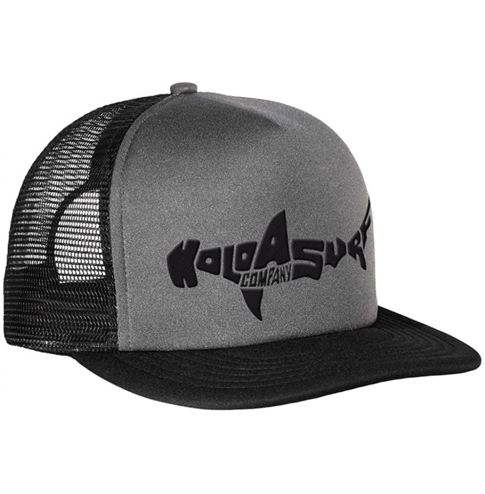 Baseball Caps Mesh Back Trucker Hats - Black/Grey With Black Embroidered Shark Logo - CQ12F91KTED