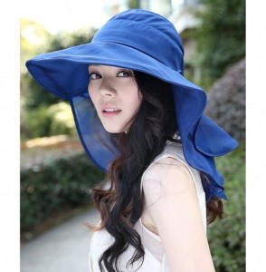 Sun Hats Sun Hats Foldable Beach Cap for Women UPF50+ Wide Brim UV Protection Beach Hat Neck Face Flap Cap - Navy - C71832RTM4K