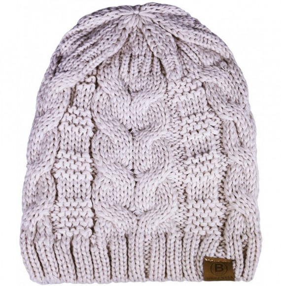Skullies & Beanies Unisex Warm Chunky Soft Stretch Cable Knit Beanie Cap Hat - 2pk Black/Ivory 102 - CN12O4ULXSX