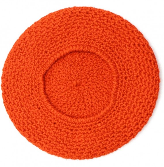 Berets Women Hand Knitted French Beret Hat - Orange - CK18AICKA7T