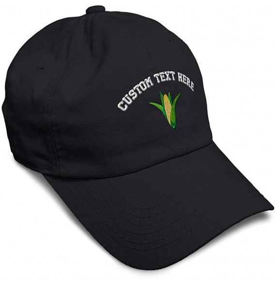 Baseball Caps Custom Soft Baseball Cap Ear of Corn Embroidery Dad Hats for Men & Women - Black - C718SKR9SCS