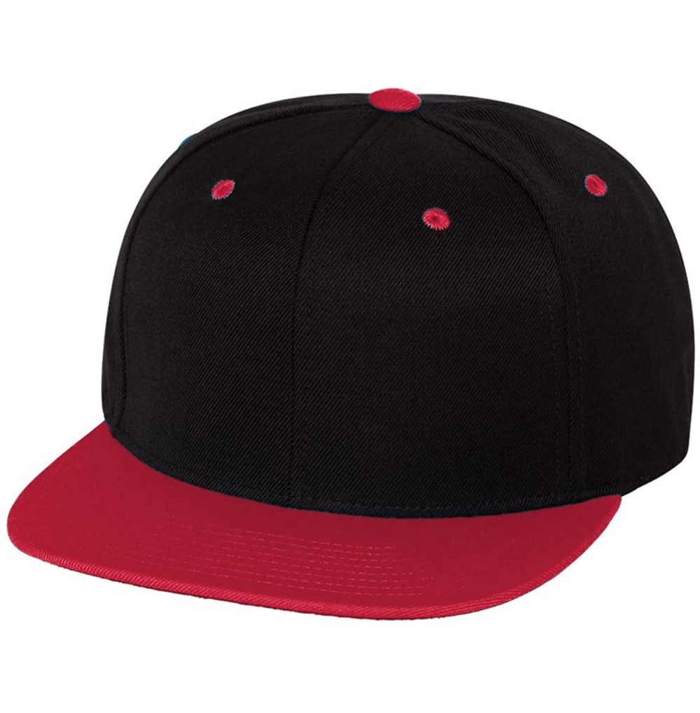 Baseball Caps Flexfit 6 Panel Premium Classic Snapback Hat Cap - Black/Red - CS12D6KE805