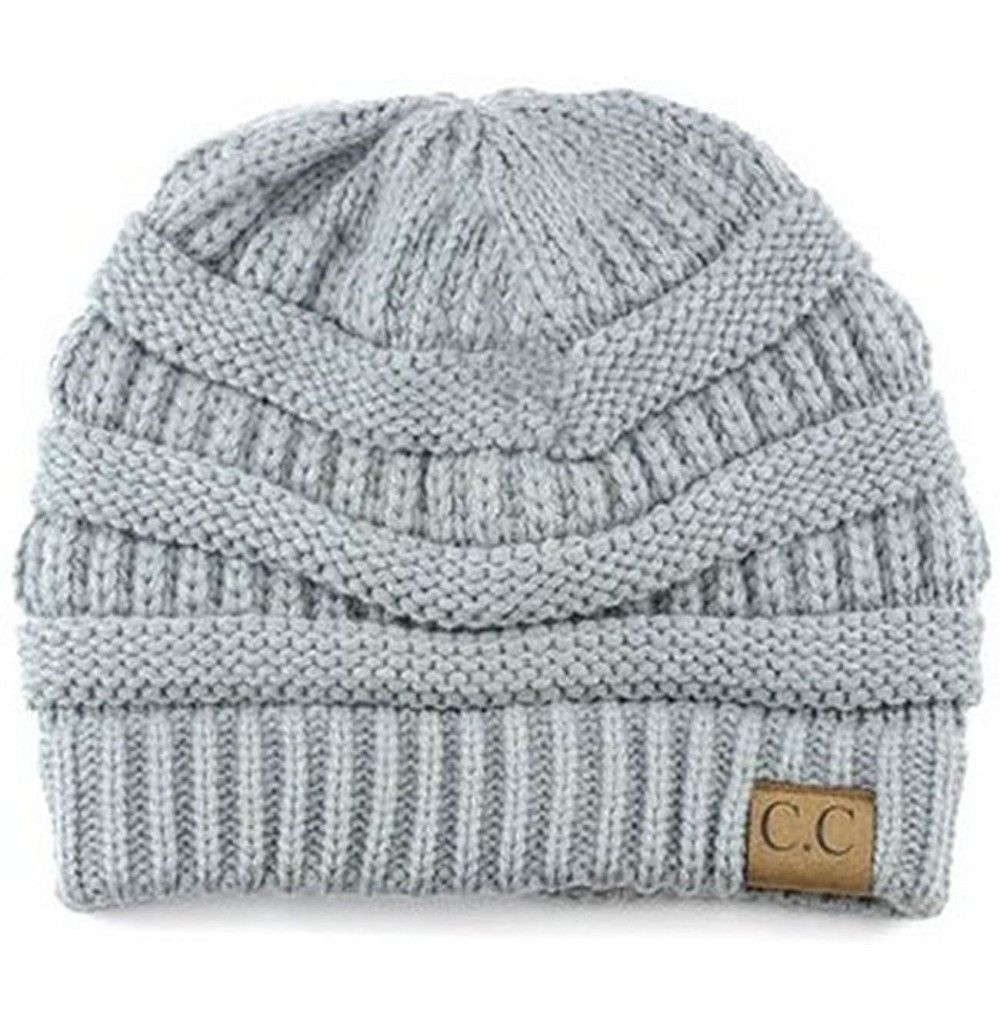 Skullies & Beanies Trendy Warm Chunky Soft Stretch Cable Knit Beanie Skull Cap - Natural Grey - CK128OI0Q8H
