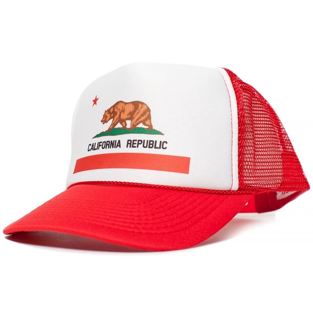 Baseball Caps California Flag Cali Unisex-Adult One Size Trucker Hat Cap (White/Red) - C011T57X00X