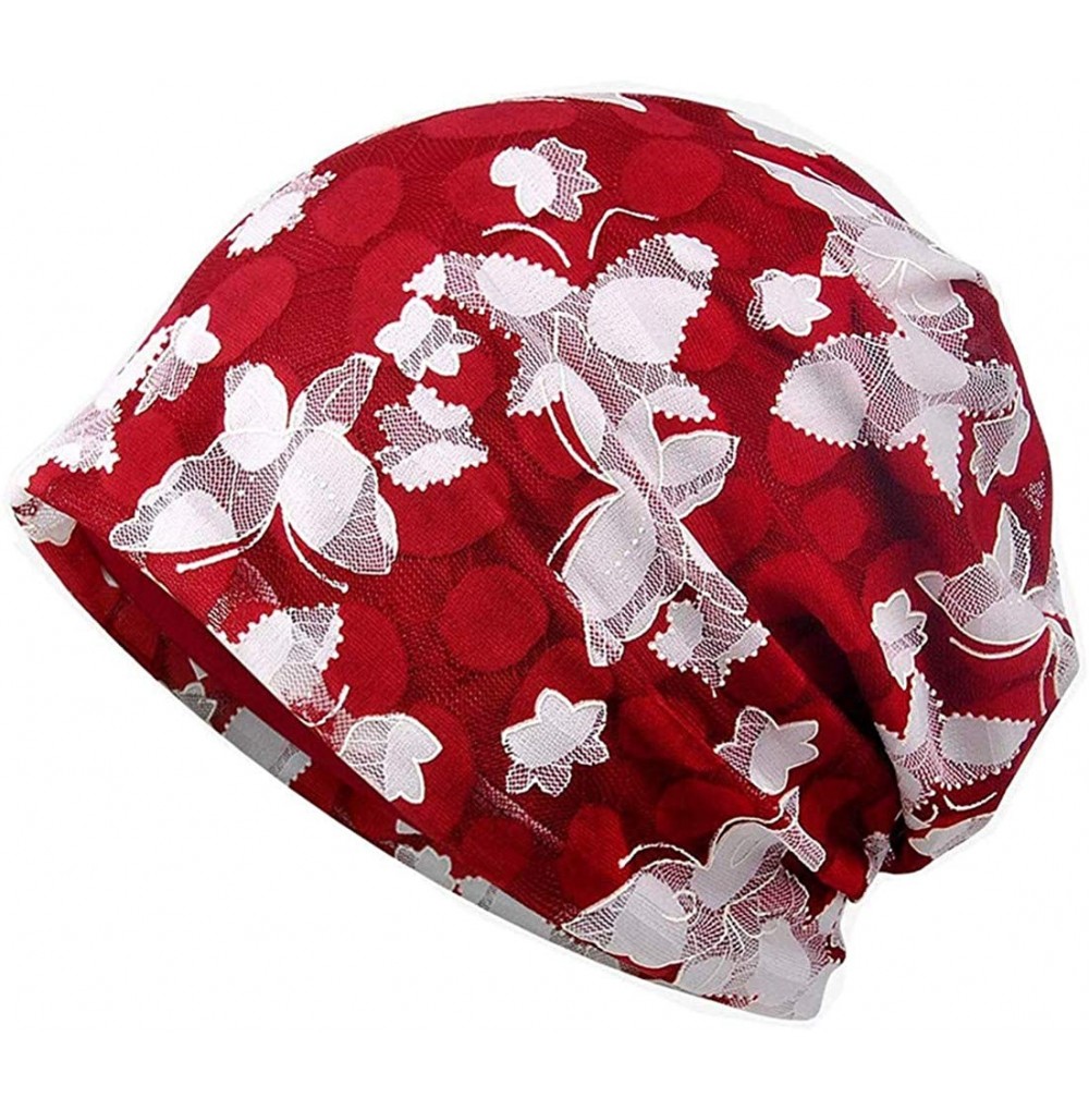 Skullies & Beanies Chemo Cancer Sleep Scarf Hat Cap Cotton Beanie Lace Flower Printed Hair Cover Wrap Turban Headwear - CU196...