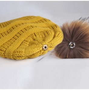 Skullies & Beanies Winter Hats Beanie for Women Lined Slouchy Knit Skiing Cap Real Fur Pom Pom Hat for Girls - CD18UKTQS45