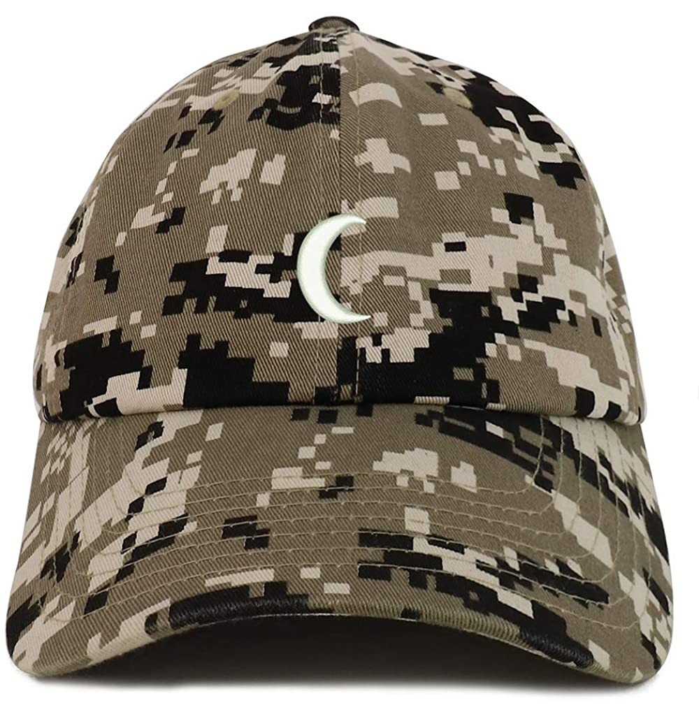 Baseball Caps Crescent Moon Embroidered Soft Low Profile Adjustable Cotton Cap - Beige Digital Camo - CA18TUH92DR
