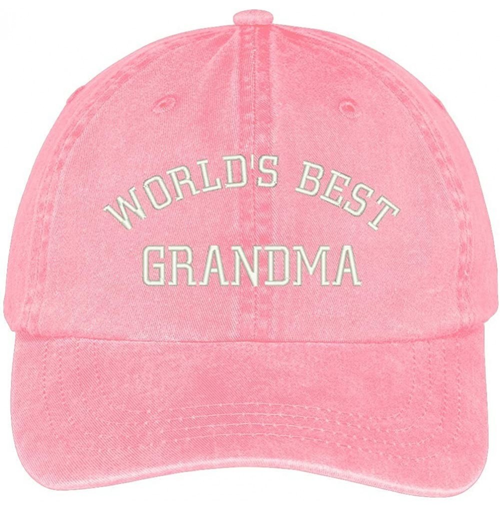 Baseball Caps World's Best Grandma Embroidered Pigment Dyed Low Profile Cotton Cap - Pink - CG12GPQXYJ3